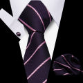 Tie Man Luxury Business Neck Tie For Mens Cufflinks Pocket Square Set 7.5cm Necktie For Wedding Party Shirts Sets White Cravats. 