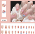 [With glue]24 DIY fake nails French art fake nails. 