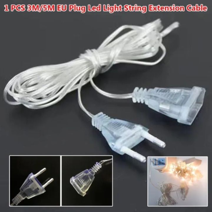 1 Pc 3M/5M EU Plug Power Extension Cable Transparent Led Light String Extension Cord for Party String Light