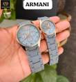 Emporio Armani Brown Dial Couple Watch Set – Stylish Silicone Strap Watches for Him & Her. 