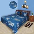 a tuwil panel cotton double size twill panel bed sheet size (7×8) feet King size with two pillow cover. 