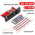 160W Amplifier Bluetooth MP3 WMA APE Decoder Board 12V 80W Handsfree Car Audio Microphone USB TF FM Radio DIY Mp3 Music Player.