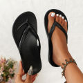 Women's Summer Casual Fashion Waterproof Non-Slip Breathable Comfort Slip-On Solid Color Round Toe Flip-Flops. 