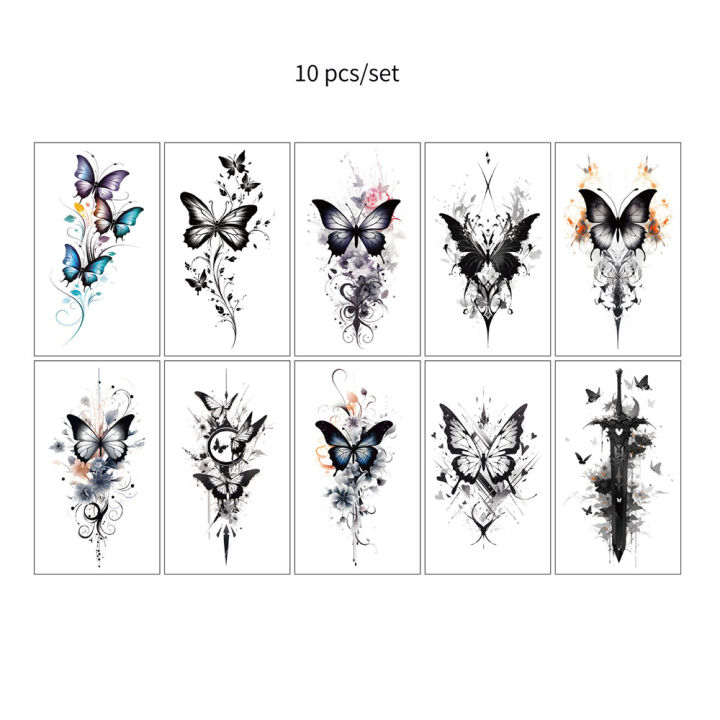 10%20Sheets%20Butterfly%20Pattern%20Temporary%20Tattoos%20For%20Women%20Men%20Waterproof%20Flower%20Fake%20Tattoo%20Stickers%20for%20Hand%20-%20Image%207