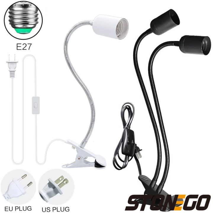 STONEGO E27 Dual Head LED Light Socket Clip Suitable 360° Rotatable and Adjustable Creative for Various Lighting Scenes