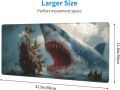 Fish-Themed Extended Gaming Mouse Pad – XL Large Desk Mat with Stitched Edges for Gamers and Home Office. 