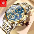 Olevs 9947 luxury fashion stainless steel imported waterproof chronograph active wrist-watch for men.