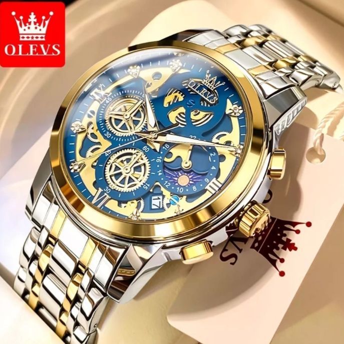 Olevs 9947 luxury fashion stainless steel imported waterproof chronograph active wrist-watch for men