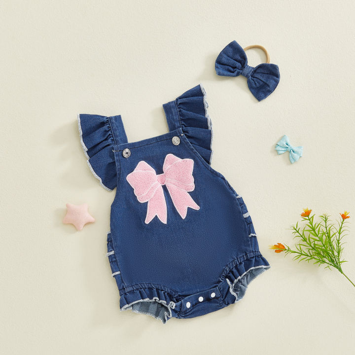 Baby%20Girl%202Pcs%20Summer%20Outfits%20Ruffle%20Sleeveless%20Bowknot%20Embroidery%20Denim%20Romper%20with%20Headband%20Set%20Newborn%20Clothes%20-%20Image%203