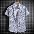 Beach Style Printed Shirts for Men - Short Sleeves Hawaiian Loose-Fit Casual Shirts. 