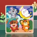 Wooden Baby Toys Montessori Toys 3D Puzzles Early Education Learning Cartoon Animal Jigsaw Puzzles Intellectual Cognitive Games. 