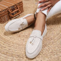 New Lefu Shoes Women's Soft Leather Retro Lazy Man Step on Thick Sole Flat Bottom Comfortable Single Shoe. 