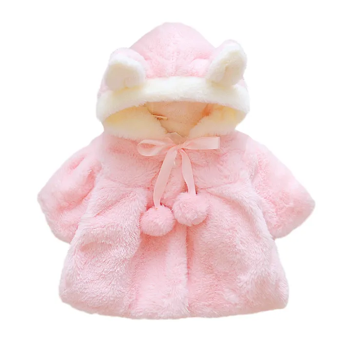 Baby Girl Clothes Cute Rabbit Ears Plush Princess Girls Coat Autumn ...