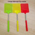 Telescopic Fly Swatter Stainless Steel Metal Steel Fly Mosquito Swatter with Plastic Square Head and Long Handle. 