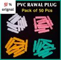 Pack of 50 multi colours plastic Rawal plugs plastic wall plug no.12 High quality wood concrete screw flat nails plugs. 