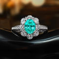 925 sterling silver ring 1.5 carat pigeon egg surround diamond set with Para í ba color women's jewelry. 