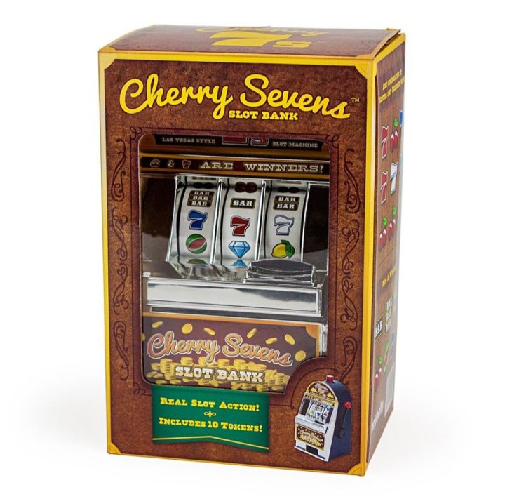 Cherry Sevens Slot Machine Bank with 10 Free Coins