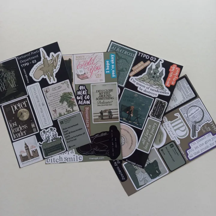 Taylor%20Swift%20Tortured%20Poets%20Department%20Pack%20of%204%20Uncut%20Sticker%20sheets%20A6%20size%20-%2015%20x%2010%20cm%20-%20Image%209