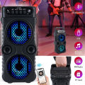 Outdoor Portable Wireless Speaker Dual 3 Inches Music Stereo Subwoofer Bass USB Power Supply For Dancing Party Family Karaoke.