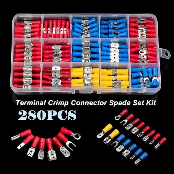 102/280%20pcs%20New%20Insulated%20Cable%20Connector%20Electrical%20Wire%20Crimp%20Spade%20Butt%20Ring%20Fork%20Set%20Ring%20Lugs%20Rolled%20Terminals%20Assorted%20Kit%20-%20Image%202