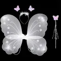 Girls Butterfly Wing Kit Children Pink Purple Princess Costume Accessories Kids Wing with Powder Headband Wand Set Party Supply. 