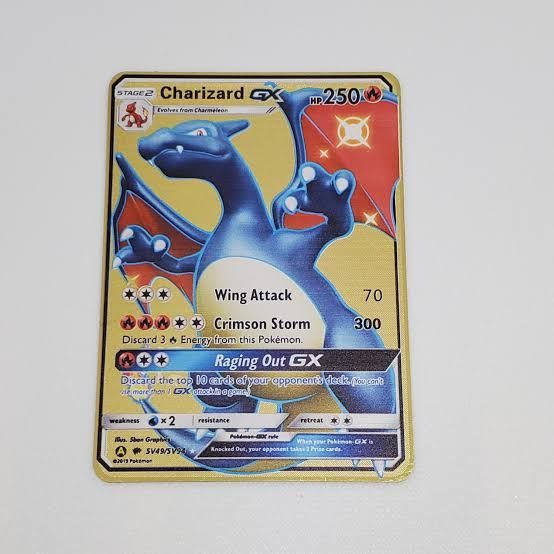 Pokemon CHARIZARD GX Gold metal card