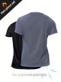 2pcs Quick-drying Compression T-shirt for Men - Lightweight and Breathable Sports Shirt for Outdoor Gym, Running, and Fitness. 