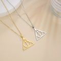 Skyrim Stainless Steel Deathly Hallows Necklace Round Triangle Silver Color Pendants Necklaces Geometric Jewelry for Women Men. 