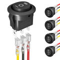 DaierTek 5PCS Round KCD1 Rocker Switch 12V 3 Pin 3 Position ON Off ON 10A/125V DC SPDT Circle Toggle Switch with Wires for Auto. 