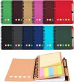 Kisdo Lined Spiral Notebook Kraft Paper Cover Notepad with Pen In Holder, Sticky Notes and Page Marker, Business Small Notebook. 