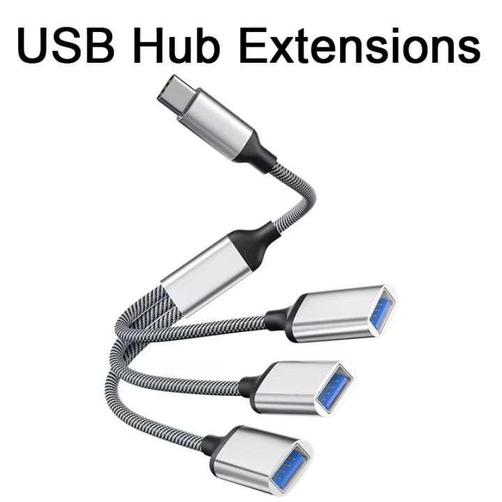 USB Cable Splitter HUB Extentions 4 Ports Phone Charger Power Adapter ...