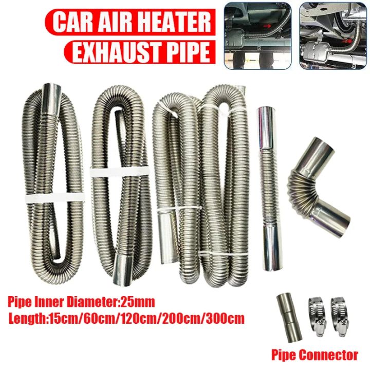 15cm 60cm 120cm 200cm 300cm Air Diesel Parking Heater Stainless Steel Exhaust Pipe Tube Gas Vent Hose Connector Car Truck VAN