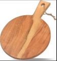 Round Wood Cutting Board with Handle for Chopping and Serving Charcuterie, Cheese, Pizza, Bread SULTAN'S EMPIRE. 