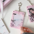 INS Korean Fashion Heart Hollow 3in Card Holder Cute Girls Idol Photo Storage Card Bag Decoration Student Pendant Keychain .