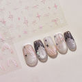 Thin and Tough Nails Sticker 3D Cute Pink Starry Sky Nail Art Stickers Long Bows Ribbon Self Adhesive Nail Decoration Decals DIY. 