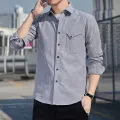 Four Seasons New Men's Shirt General Youth Business Men Long Sleeve Classic Style Oxford Spinning Gentleman Clothes. 
