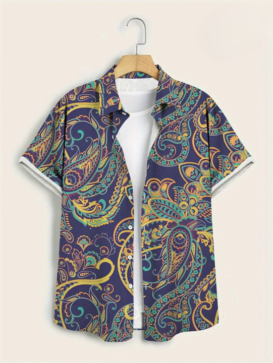 Hawaii%20Shirts%20for%20Men%203D%20Paisley%20Graphic%20Short-sleeved%20T-shirt%20Casual%20Lapel%20Buttons%20Male%20Tops%20Summer%20Oversized%20Bohemian%20Man%20Tees%20-%20Image%202
