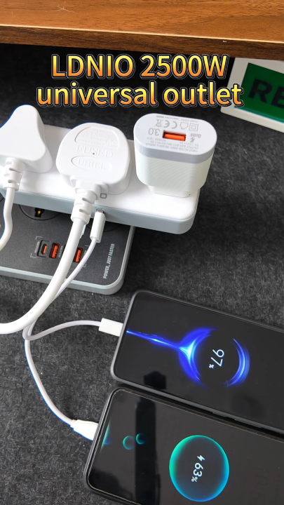 LDNIO Rotatable Multiplug Extension Cord, 3 Universal Sockets Power ...