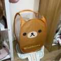 New Cartoon Rilakkuma Mesh Folding Large Capacity Laundry Basket Cute Portable Storage Frame Dormitory Household Laundry Basket. 