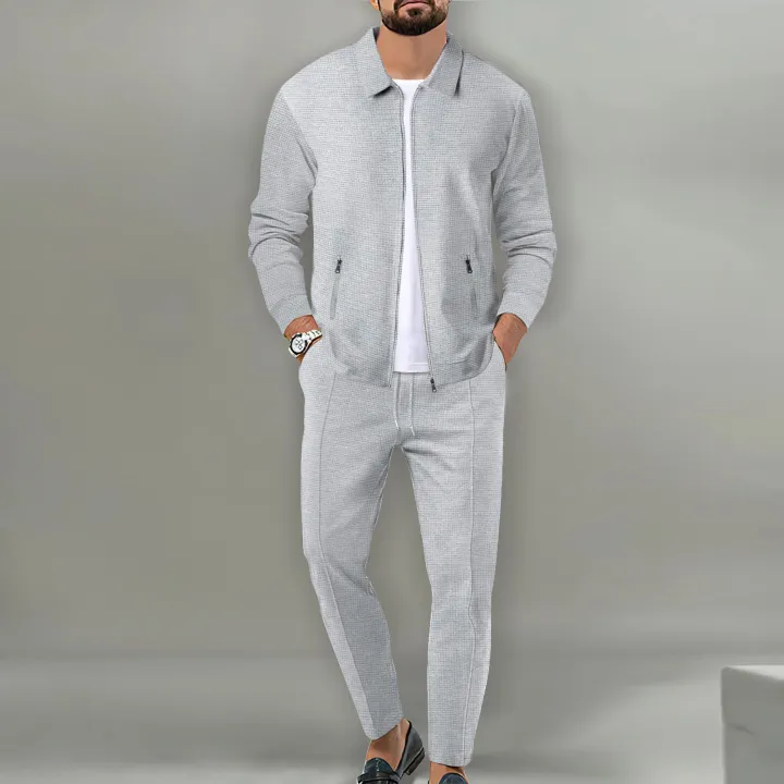 2026%20Coat%20Fall%20Waffle%20Zip%20Pocket%20Lapel%20Slim%20Cardigan%20Men's%20Jacket%20Set%20-%20Image%203