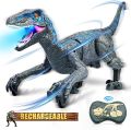Remote Control Dinosaurs for Boys Age 4-7 8-12, Dionsaur Blue from Dinosaur World - Multifunction RC Robot Dinosaur Toys w/ 3D Eye ED Light, Roaring & Shaking Head, Tail Wagging. 