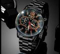 Luxury Black Stainless Steel Business Watch Deal For Men-Top Fashion Classic Round Dial Casual Watch+Natural Six Sided Oxyen Ston Nacklace+Black Natural Bead BracletFor Men/Boys Mens Fashion Watch Acessories Deal -Trendy Black Watch In Random Dial Design. 