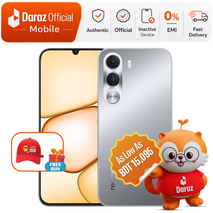 Realme C100i 4/64GB Smartphone – 7000mAh Battery, HD+ Display – Official Warranty + Free World Cup Cap
