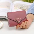 New Short Women Wallets Kpop Heart-Shaped Cute Small Women's Wallet High Quality PU Leather Slim Simple Female Purse. 