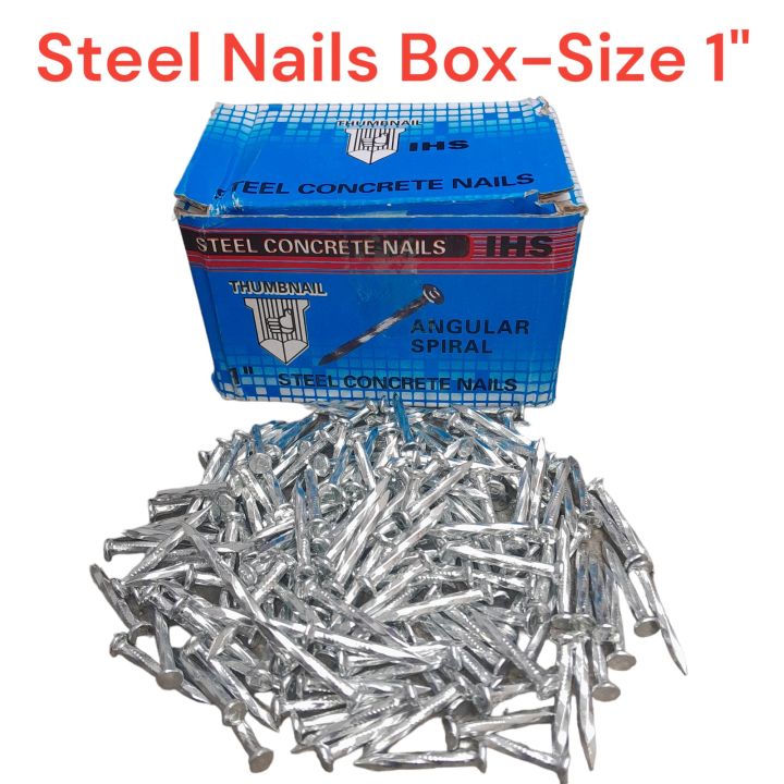Original Steel Concrete Nails Box, Size 1" inch - Hardened Wall Nails.