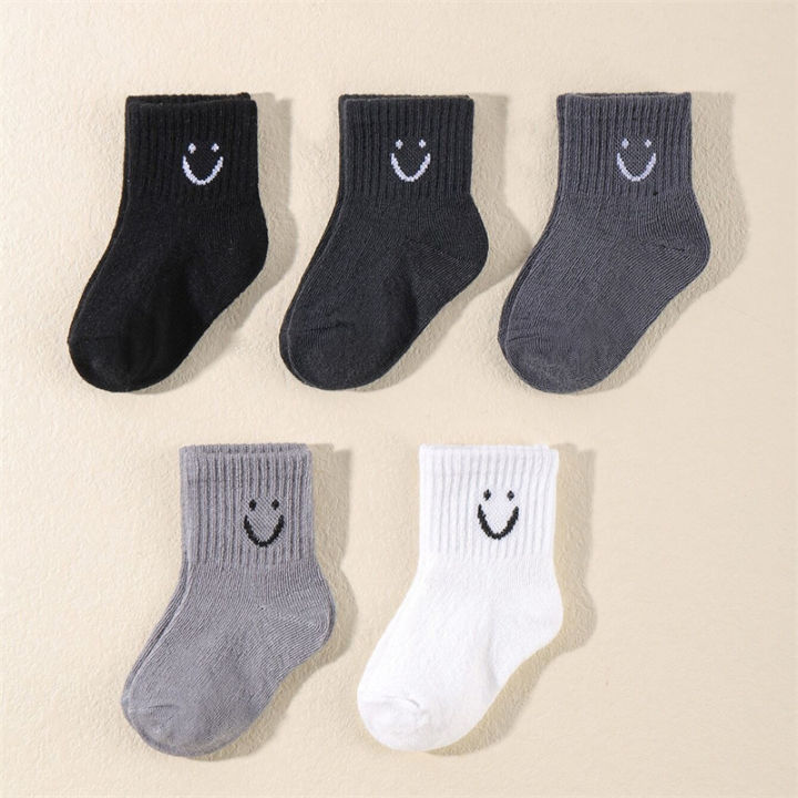 10%20Pairs%20of%20Cute%20Solid-Color%20Smiling%20Face%20Pattern%20Children's%20Mid-Calf%20Socks,%20Suitable%20for%20Boys%20and%20Girls%20Socks%20-%20Image%205