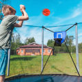 Basketball Hoop For Trampoline With Enclosure Outdoor Fun Universal Basketball Rack Park Trampoline Basketball Toss Game. 