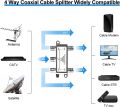 4-Way Coaxial Cable Splitter-  5-2400MHz, RG6 and RG59 Compatible，4 Port Coax Splitter for Satellite TV, Cable TV, Satellite Antenna System. 