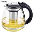 Borosilicate Glass Tea-Pot Kettle with Stainless Steel Strainer Plastic Handle Auto Lock 1500ml for Water Tea Coffee Jasmine Tea Green Tea Chamomile Tea and other Beverages for Home Office Cafe Restaurant Hotel Pubs Outdoor. 