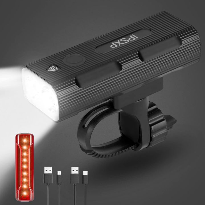 IPSXP Bike Lights,5000 Lumens &amp; Large Capacity Battery with Power Bank Function,Bicycle Light Runtime 15 Hours,USB Rechargeable ,IPX5 Waterproof Super Bright Headlight and Taillight ,Multiple Modes